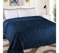 Superior Fleece Diamond Fluffy Blanket, Decorative Blankets for Bedroom, Sofa, Fuzzy, Plush, Soft, Cute Room Decor, Beautiful Cover, Comfort Essentials, Atka Collection, Twin Size, Navy Blue