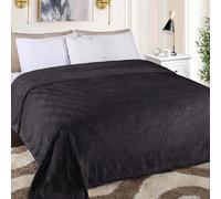 Superior Fleece Diamond Fluffy Blanket, Decorative Blankets for Bedroom, Sofa, Fuzzy, Plush, Soft, Cute Room Decor, Beautiful Cover, Comfort Essentials, Atka Collection, Throw XL Size, Black