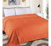 Superior Fleece Diamond Fluffy Blanket, Decorative Blankets for Bedroom, Sofa, Fuzzy, Plush, Soft, Cute Room Decor, Beautiful Cover, Comfort Essentials, Atka Collection, Full/Queen Size, Rust