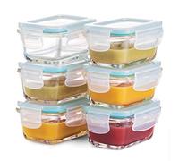 Superior Glass Baby Food Storage Containers 130ml(6-Pack) Airtight BPA-Free Locking Lids - Baby Glass Food Jars, Freezer, Microwave & Dishwasher Safe, Small Sauce Containers for Snacks & Dips