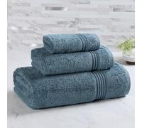 SUPERIOR Heritage Egyptian Cotton 3 Piece Towel Set, Heavyweight Towels for Bathroom, Guest Bath, Luxury Home Decor, Plush Absorbent Essentials, Includes 1 Bath, 1 Hand, 1 Face Towel, Sapphire