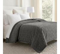 Superior Hope Herringbone Fluffy Fleece Blanket, Soft Plush Embossed Chevron Throw for Couch, Bed and Living Room Decor, Bed Essentials, Cozy Lightweight All Season Cover, Full Queen Size, Charcoal