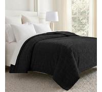Superior Hope Herringbone Fluffy Fleece Blanket, Soft Plush Embossed Chevron Throw for Couch, Bed and Living Room Decor, Bedroom Essentials, Cozy Lightweight All Season Cover, Twin XL Size, Black