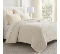 Superior Hope Herringbone Fluffy Fleece Blanket, Soft Plush Embossed Chevron Throw for Couch, Bed and Living Room Decor, Bedroom Essentials, Cozy Lightweight All Season Cover, Full Queen Size, Ivory