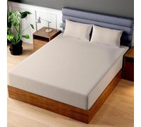 Superior Linen California King Fitted Sheet Only, 100% Cotton Cool and Breathable, Machine Wash and Dry Cal King Fitted Sheet 72x84 (Beige)