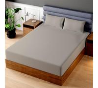 Superior Linen Fitted Sheet Short Queen 100% Cotton 200 Thread Count, Breathable and Comfortable, Machine Wash and Dry RV Short Queen Sheets (60x75) Stone