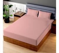 Superior Linen Twin XL Fitted Sheet Cotton, Hypoallergenic and Breathable, Machine Wash and Dry, Pink Fitted Sheet Twin XL (39x80)