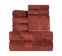 Superior Long Staple 100% Combed Cotton 700GSM, Durable, Plush and Absorbent 6-Piece Single Ply Towel Set, 2 Face/Washcloths, 2 Hand Towels, 2 Bath Towels, Hot Chocolate