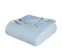 Superior Metro All-Season Cotton Blanket, Woven Blanket for Couch, Bed, Bedding, Farmhouse, Home Essentials, Cute and Cozy Bohemian Blankets, Herringbone Weave, King, Light Blue