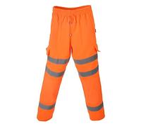 Superior Orange Hi Vis Combat Style Jogger Bottoms, 2 Zipped Pockets, 2 Thigh Pockets, High Visibility Conforms to EN20471 Class 1 & GO/RT 3279 By Brook Hi Vis, Xlarge