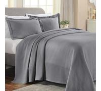 Superior Oversized Premium Bedspread Set, Diamond Solitaire Jacquard Design, Soft, Breathable, All-Season, Matching Pillow Shams, Lightweight and Cozy Bedding, Twin, Grey