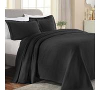 Superior Paisley 3 Piece Cotton Bedspread Set, Home Bed Decor, Decorative Bed Spread, 2 Pillow Shams, Medium Weight Blanket, Matelasse Coverlet Bedding, Vintage Floral Pattern, Full, Black