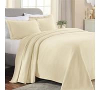 Superior Paisley 3 Piece Cotton Bedspread Set, Home Bed Decor, Decorative Bed Spread, 2 Pillow Shams, Medium Weight Blanket, Matelasse Coverlet Bedding, Vintage Floral Pattern, Queen, Ivory