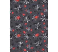 Superior Polycotton Digital Print Halloween Spiders Ghosts Fabric 114cm Wide - BLK RED Spiders - Per Metre