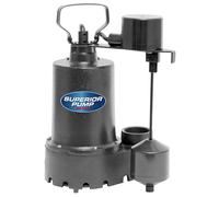Superior Pump 92341 1/3 HP Cast Iron Submersible Sump Pump with Vertical Float Switch