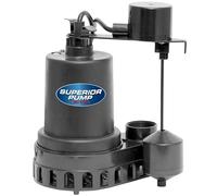 Superior Pump 92572 1/2 HP Thermoplastic Submersible Sump Pump with Vertical Float Switch