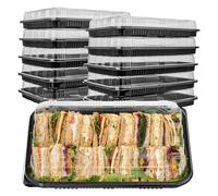 Superior Sandwich Platter Trays - Pack of 10 Catering Trays for Parties - Buffet Serving Tray with Spill Proof Lids - Catering Platters for Cakes, Parties & Events, Meal Prep Large Tray