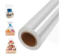 Superior Shine Ultra Cellophane Wrap Clear Wrapping Paper Roll 30m x 40cm Cellophane Roll Packing Wrap for Christmas Gifts Hamper Basket Valentines Day Flower Craft, 3 3 Mil Thickness