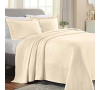 Superior Solitaire Cotton Bedspread Quilt Set, All Season, Full, Ivory