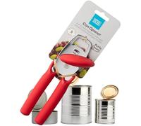 Superior Stainless Steel Can Opener - Durable, Easy to Use Kitchen Gadget. Smooth Cutting Wheels & Comfortable Soft Grip, Red Handles. Includes Bottle Lid Opener. Dishwasher Safe, 5 Year Guarantee.