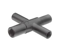 Superior Tool 03960 4-Way Key-Fits Stopcocks, Sillcocks, and Valves-Steel Construction for 1/4"-9/32" and 5/16"-11/32 Internal Square, Black
