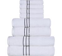 Superior Towel Set, 100% Turkish Cotton 800 GSM, Ideal for Master Bath, Guest Bathroom, or Beach, Ultra-Plush, Set Includes; 8 Pieces, Face/Washcloths, Hand Towels, Bath Towels, Navy Blue