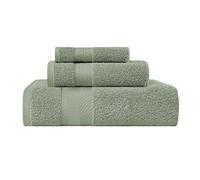 Superior Turkish Cotton 3-Piece Towel Set, Assorted Towels for Home, Bathroom Essentials, Bath, Hand, and Face Towel, Soft Plush Hotel Quality, Guest Bath, Shower, Thick, Apartment, Dorm, Olive Green