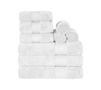 Superior Turkish Cotton 9-Piece Towel Set, 3 Bath, 3 Hand, 3 Face Towels for Home, Bathroom Essentials, Hotel, Resort, Spa, Shower, Adult, Kids, Airbnb, Plush, Soft, Apartment, White
