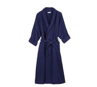 Superior Waffle Weave Cotton Unisex Bathrobe with Belt, Soft, Absorbent Robe for Men and Women, Bath Essentials, Long, Plush, Fluffy Robes for Shower, Spa, Honeycomb Solid, Extra Large, Navy Blue