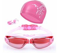 superior ZRL Swimming Goggles Swimming Cap Set 5 in 1 Swimming Goggles + Swim Cap + Nose Clip + Ear Plugs + Case, HD Anti-Fog 100% UV Protection for Adult Men Women Youth