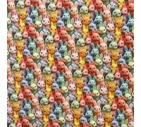 Superiorr Polycotton Digitally Printed Adorable Animal Print Fabric 114cm Wide - 3D Rabbits - Per Metre