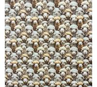 Superiorr Polycotton Digitally Printed Adorable Animal Print Fabric 114cm Wide - 3D Sheep Natural - Per Metre