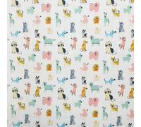 Superiorr Polycotton Digitally Printed Adorable Animal Print Fabric 114cm Wide - Scribble Dogs - Per Metre