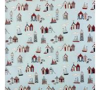 Superiorr Polycotton Digitally Printed Nautical Theme Fabric - 114cm Wide - Happy Days Blue - Per Metre