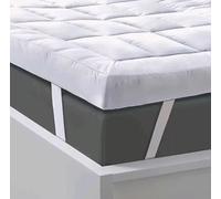 Superking Bed 4 Inch/10cm Thick, Quilted Extra Deep Double Mattress Topper, Super Fluffy & Breathable Microfiber Mattress Topper Superking Size Bed with Elasticized Straps