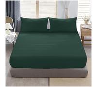 Superking Fitted Sheet Deep - Dark Green Bottom Sheet For Super Kingsize Bed With 40Cm 16 Inches Extra Deep Sided Pocket, Soft Polycotton Bedsheet Ultra Deep Fit