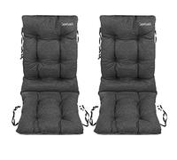 Superkissen24. Sun Lounger Cushion Seat Pad - Set of 2 48x48x75 cm Seat cover for Sunbeds, Garden Chairs, Loungers, Seatings - Outdoor/Indoor Relaxer Chair Pillow - Waterproof - Black linen