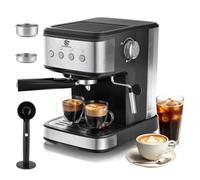 SUPERLEX 15 Bar Espresso Coffee Machine, 1100W, with Adjustable Steam Wand | Stainless Steel Coffee Maker with 1.5L Water Tank, Milk Frother, Single & Double Shot, Memory Function Easy for Home & Office