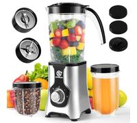 SUPERLEX 4-in-1 Jug Blender 1.25L, 400W Electric Smoothie Maker | 22000 RPM Multifunctional Blender for Juicing, Grinding & Ice Crushing, Stainless Steel Blades & Travel Bottles
