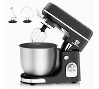 SUPERLEX 5L Stand Mixer, 1300W Electric Food Mixer with 8-Speed and Pulse Function, Tilt-Head Kitchen Mixer with 304 Stainless Steel Bowl, Whisk, Dough Hook & Beater for Baking Dough Cake, Black