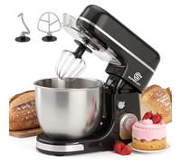 SUPERLEX 5L Stand Mixer, 1300W Electric Food Mixer with 8-Speed & Pulse Function, Tilt-Head Kitchen Mixer, 304 Stainless Steel Bowl, Wire Whisk, Dough Hook & Flat Beater - Black, for Bread, Cake, Cook