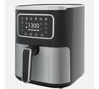 SUPERLEX 6L Digital Air Fryer - 1300W Stainless Steel, 80-200°C Adjustable Thermostat, 30-Min Timer, Energy Efficient Family Size Airfryer for Oil-Free Cooking, Black/White