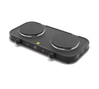 SUPERLEX Double Hot Plate Electric Hob, 2000W Portable Table Top Hob with 2 Ring Heating Plates, Plates Cast Iron Burners for Camping Travel Home Use, Dual Temperature Control and Compact Lightweight