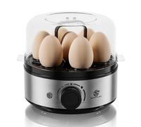 SUPERLEX Egg Boiler Poacher Electric Egg Cooker Stainless Steel Steamer with Timer for Hard Soft Medium Eggs Automatic Shut Off Overheat Protection 1 Tier Compact Design for Home Kitchen Breakfast