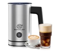 SUPERLEX Electric Milk Frother, 4-in-1 Automatic Milk Steamer 300ml | Coffee Frother Milk Warmer with Detachable Stainless Steel Jug, Hot & Cold Milk Foam Maker for Latte Cappuccino Hot Chocolate