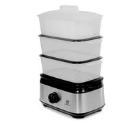 SUPERLEX Food Steamer 3 Tier Electric Vegetable Steamer 9L Capacity with Stackable Baskets Rice Bowl 60 Minute Timer Compact Storage Healthy Cooking for Rice Fish Meat Dumplings 950W