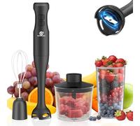 SUPERLEX Hand Blender 4 in 1 Stick Blender Set with 500 ml Chopper Bowl Whisk and 700ml Beaker 350W Electric Immersion Blender 2 Speed Turbo for Smoothies Soups Baby Food Sauces Puree