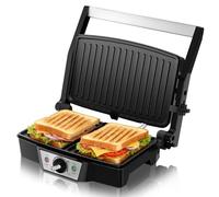 SUPERLEX Panini Press Grill Sandwich Maker 1500W Electric Toastie Maker Health Grill Non Stick Plates 180 Degree Open Flat Adjustable Temperature Drip Tray for Meat Vegetables Sandwiches