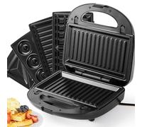 SUPERLEX Sandwich Panini Grill Press 4-in-1 Set, Toastie Machine with Removable Grill, Sandwich, Waffle, Donut Baking Plates, Non-stick