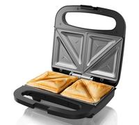 SUPERLEX Sandwich Toaster 2 Slice 750W Fast Heating Toastie Maker with Deep Fill Non Stick Plates Automatic Temperature Control Cool Touch Handle Compact Toastie Machine Panini Press Grill Black